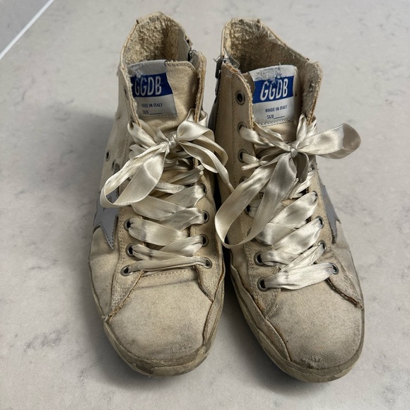 Golden Goose High Top Canvas Sneakers with Bow Laces - Picture 3 of 8